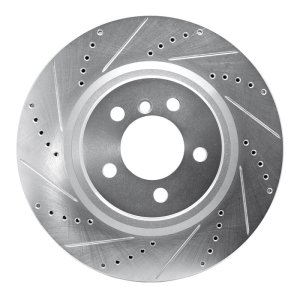 Land Rover Range Rover Brake Rotor (1) - Front Left - R1 Concepts - Drilled & Slotted - Silver - `06-`12